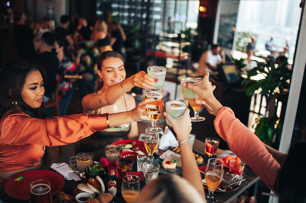 A bustling Dubai bar, showcasing the city's vibrant nightlife scene.