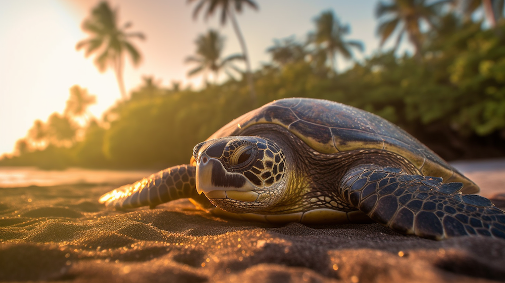 Sea turtle on the beach of Tortuguero National Park Costa Rica